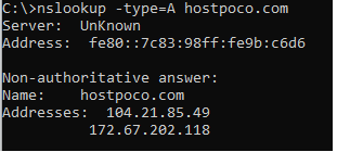 A Record nslookup
